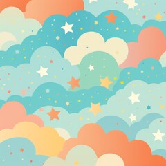  Vivid clouds. Colorful background with a star pattern. Beautiful illustration picture. Generative AI