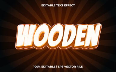 Poster - wooden 3d editable text effect, template with 3d style use for logo and business brand