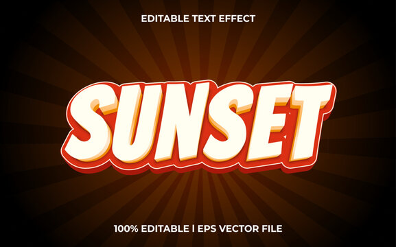Sunset 3d editable text effect, template with 3d style use for logo and business brand