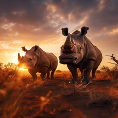 rhino, wildlife photography, generative ai