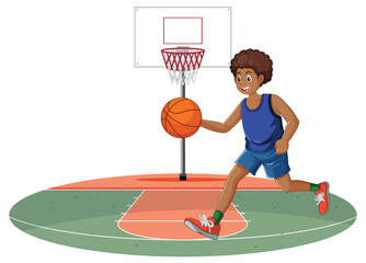 Poster - Male Afro African basketball player cartoon