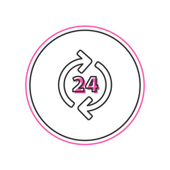 Poster - Filled outline Telephone 24 hours support icon isolated on white background. All-day customer support call-center. Full time call services. Vector