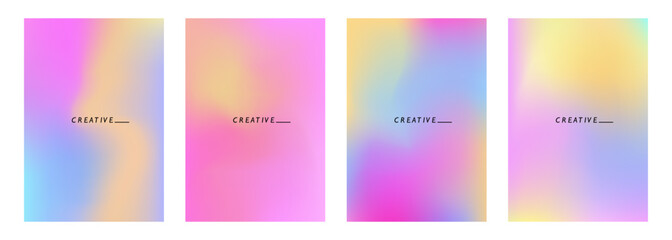 Aufkleber - Set of blurred backgrounds with bright color gradients. Yellow and Pink. Graphic templates collection for brochure covers, posters and banners. Vector illustration.