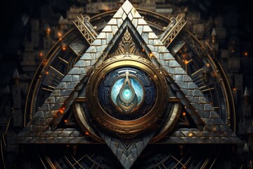 Poster - illuminati symbols made from metal. beautiful illustration picture. generative ai