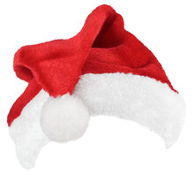 Santa Claus Hat Or Christmas Red Cap Isolated On Transparent Background