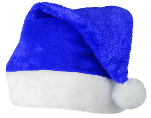 Wall Mural - Santa Claus hat or Christmas blue cap isolated on transparent background