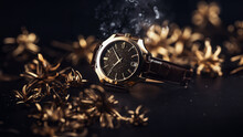 Herren Armbanduhr Als Produktfotografie Mit Schönen Hintergrund Dekoriert, Ai Generativ