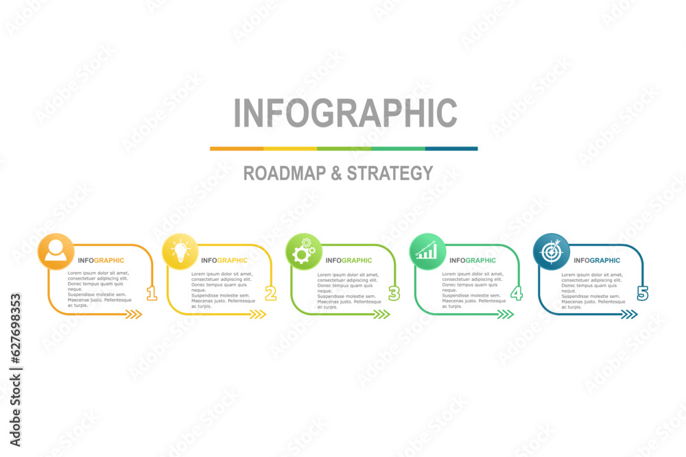 infographic elements template, business concept with 5 steps , minimal ...