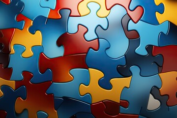 Fototapete - Abstract Pattern Resembling Interlocking Puzzle Pieces Symbol Generative AI
