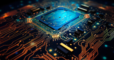 Poster - abstract computer chip: technology background
