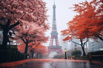 Poster - Tokyo Tower In Tokyo Japan Winter Generative AI