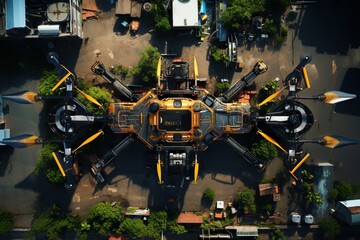 Poster - Top View Image Of A Drone Capturing Images For Urban Planning And Development Projects Design Generative AI