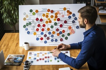 Poster - Top View Image Of A Person Creating And Managing Organizational Charts In Productivity Software Success Generative AI