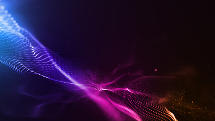 Wall Mural - abstract futuristic glowing blue purple pink waves particle explosion background