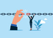 © Vadym - Woman and chain. Connect chains together. Supply problems. Concept business vector illustration.