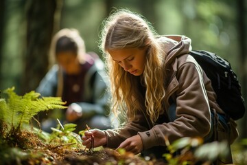 Poster - Students Engaged In Citizen Science Or Ecological Research Projects Togetherness Generative AI