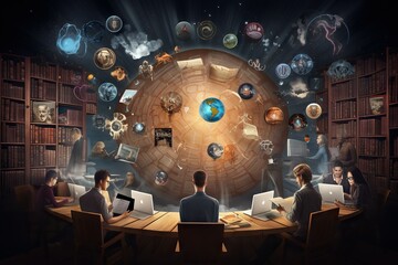 Poster - Students Engaging In Virtual Debate Or Discussion Forums Business person Generative AI