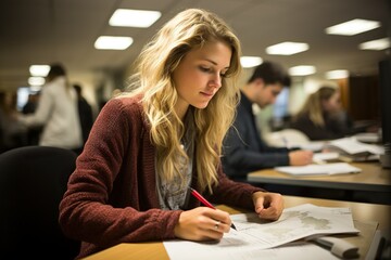 Fototapete - Students Participating In Campus Research Projects Or Studies Togetherness Generative AI