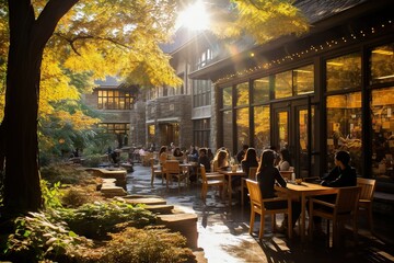 Poster - Students Studying In A Campus Courtyard Or Outdoor Study Area Walking Generative AI