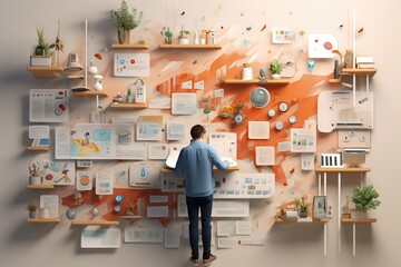 Fototapete - Top View Image Of A Person Managing Subscriptions And Reminders In Productivity Software Domestic room Generative AI