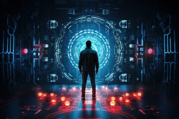 Fototapete - Top View Image Of A Person Using A Biometric Identification System For Enhanced Security Businessman Generative AI