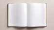 © Keitma - Open book, blank page, top down view, flat background