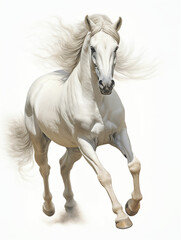  White horse mane tail hooves an animal is a friend of a person, a pet