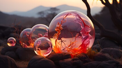 Beautiful crystal ball background. Generative AI