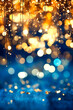 Blue and gold Abstract background and bokeh on New Year's Eve. AI generativ.
