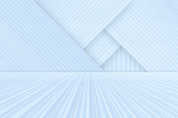 Poster - Blue and white geometric stripe background, artificial abstract space, 3D rendering.