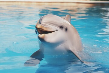 Aufkleber - Dolphin swimming in pool at marine mammal park.