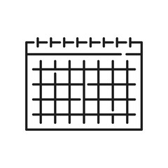 Poster - Wall calendar page, checkered paper sheet outline icon. Vector planning diary schedule agenda on spiral bind spring, paper doodle mockup