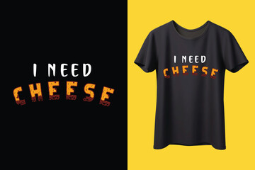 The cheese t-shirt design features a vibrant and eye-catching illustration of various types of cheese. The design is centered around the word 