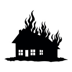 House fire icon, vector isolated illustration on white background.