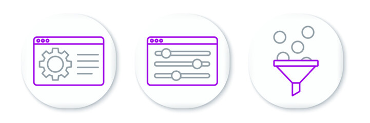 Sticker - Set line Lead management, Browser setting and icon. Vector