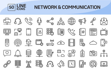 Wall Mural - Network and Communication Line Icons Pack Vol 1