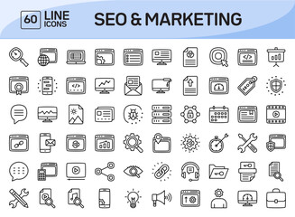 Wall Mural - Seo and Marketing Line Icons Pack Vol 1