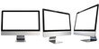 © design - Modern desktop computer on transparent background cutout, PNG file. Mockup template for artwork design. perspective positions many different angle