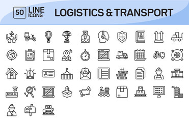 Wall Mural - Logistics and Transport Line Icons Pack Vol 1