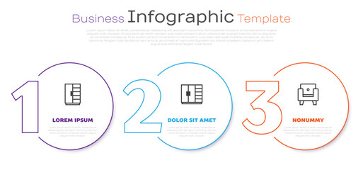 Wall Mural - Set line Wardrobe, and Armchair. Business infographic template. Vector