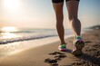 © Yuliia - Woman runner seashore seaside tropical waves ocean island nature. Jogger legs sandy beach leisure time activity fitness. Sneakers sand vacation healthy lifestyle habits cardio exercise running sport