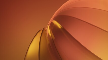 Poster - Abstract 3d render frosted glass orange gradient curved emitter. 