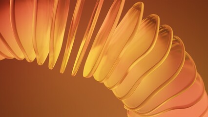 Poster - 3d render abstract gradient orange wavy curved frosted glass pattern background