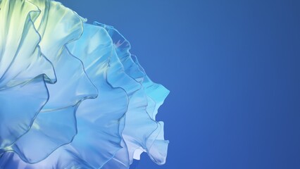 Aufkleber - 3d render abstract light blue coral flower emitter transparent glass with gradient color