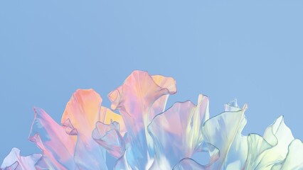 Aufkleber - 3d render abstract blue coral pattern emitter transparent glass with colorful gradient color on blue background