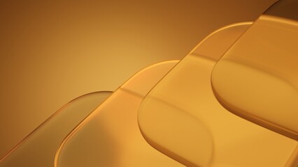 Poster - 3d render curved square yellow frosted glass pattern background