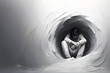 © Julian - Portrait of a person sitting in a dark hole. A symbol of depression and anxiety.