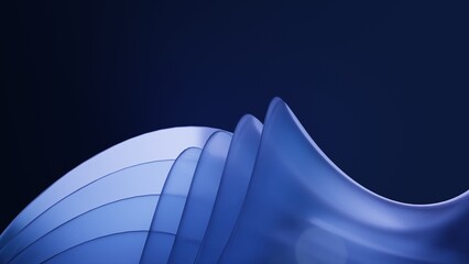 Aufkleber - Abstract 3d rendering of dark blue wave frosted glass. Design element for website banner, header, cover