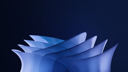 Poster - Abstract 3d blue emitter rose glass dark background. Design element for banners, covers, backgrounds.