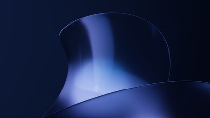 Poster - 3d rendering of abstract curve blue wave emitter glass